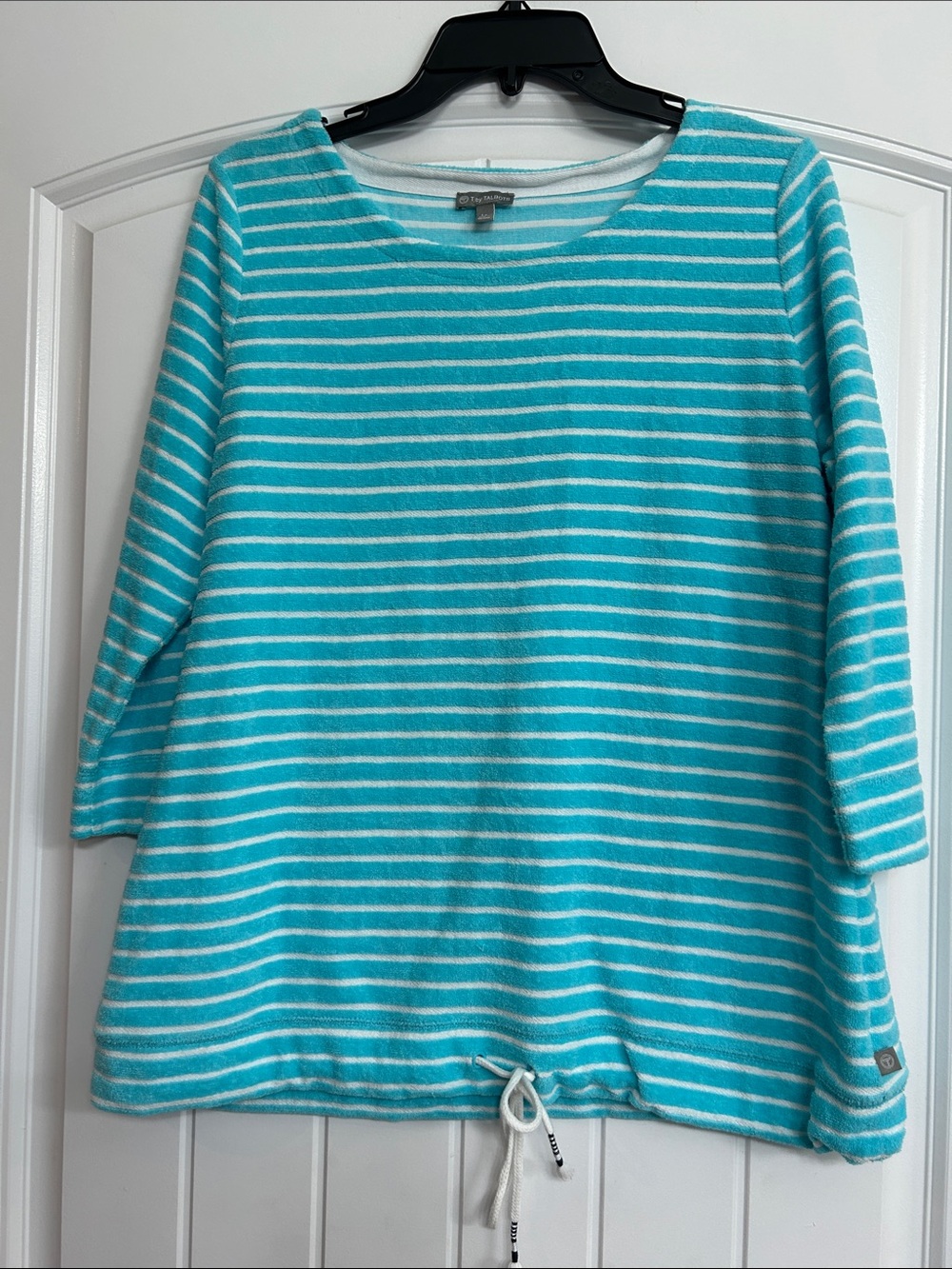 Talbots Women’s Striped Drawstring Boatneck Top Size Large Petite